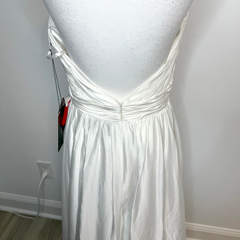 Mac Duggal Rosette Flower Halter Chiffon Gown In White 49333 Size 8 New - Picture 12 of 16